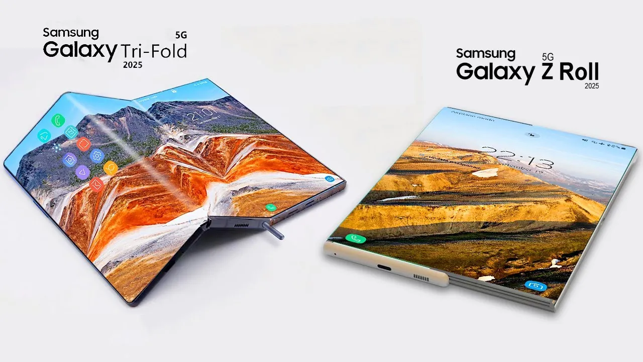 Galaxy Tri-Fold smartphone with a three-panel foldable design