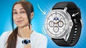 Close-up of the Galaxy Watch 8 Classic showcasing its rotating bezel