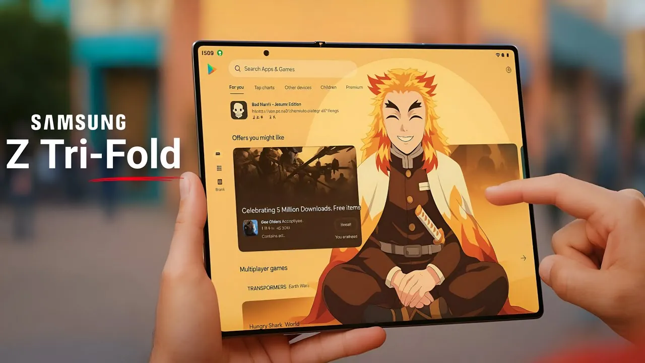 Galaxy Z Trifold fully unfolded with a 10-inch display for multitasking