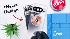 Google Pixel 10 Pro showcasing its transparent mod design and internal components