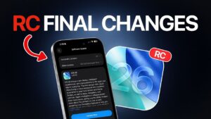iOS 26 RC showcasing the new liquid glass design and smooth animations