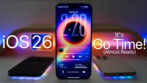 iOS 26 update showcasing redesigned app icons and features
