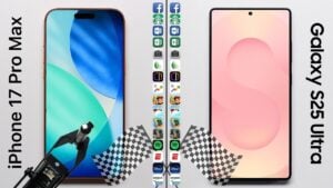 iPhone 17 Pro Max and Galaxy S25 Ultra speed test comparison results