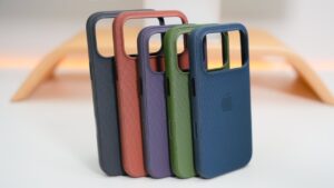 Blue TechWoven case for iPhone 17 Pro showcasing eco-friendly design