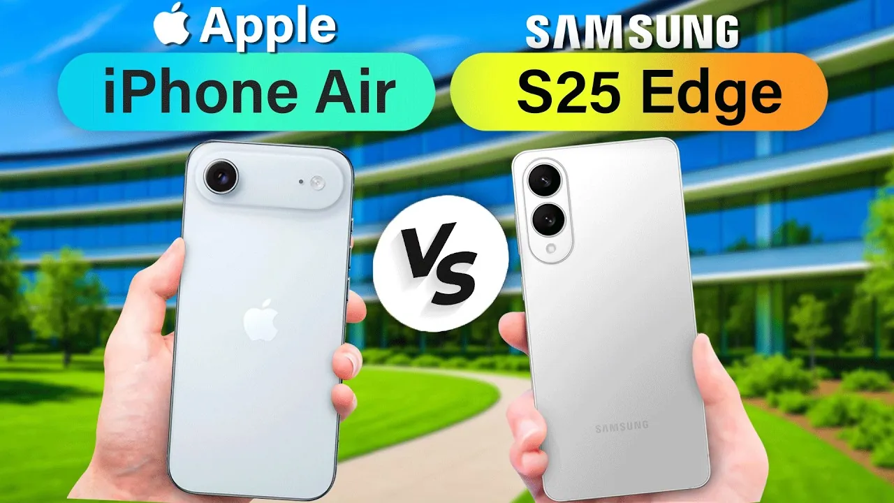 Close-up of iPhone Air display vs Galaxy S25 Edge screen quality