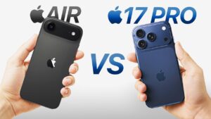 iPhone Air and iPhone 17 Pro side-by-side comparison of features and design