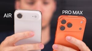 iPhone Air and iPhone 17 Pro Max side-by-side comparison