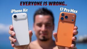 iPhone Air and iPhone 17 Pro Max side-by-side comparison of design and build quality