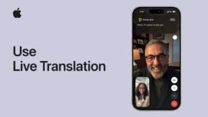 iPhone displaying live translation feature in real-time conversation