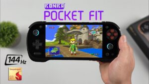 Close-up of the KONKR Pocket Fit handheld console design