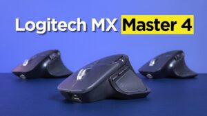 Close-up of the Logitech MX Master 4 showcasing its sleek design