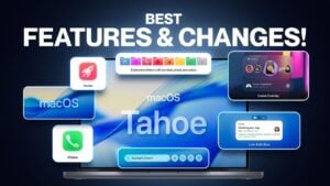 macOS 26 Tahoe customization options with personalized icons and widgets