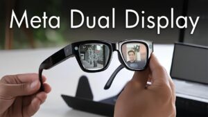 Meta dual-display smart glasses showcasing futuristic wearable tech