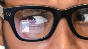 Meta Ray-Ban smart glasses showcasing transparent display technology
