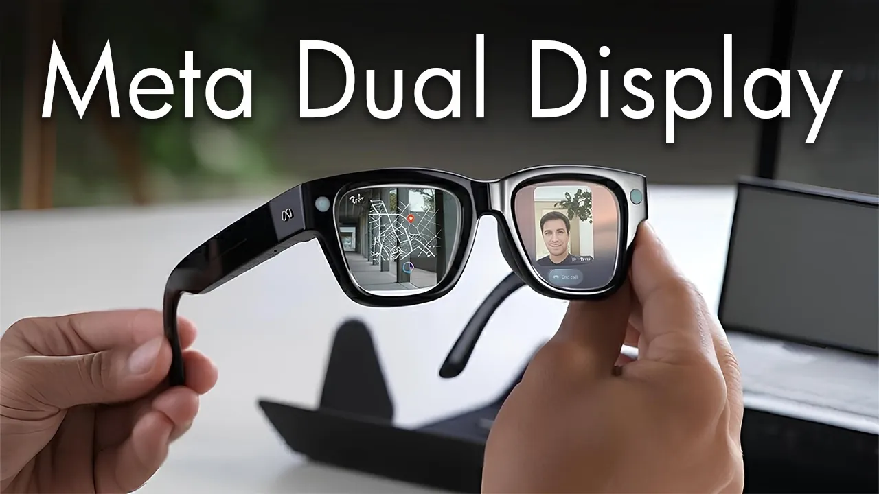 Close-up of Meta’s innovative dual-display smart glasses for AR