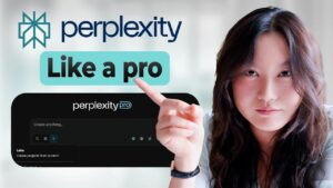 Perplexity AI platform showcasing productivity tools for professionals