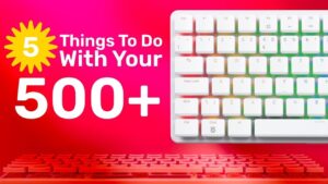 Raspberry Pi 500 Plus keyboard computer on a desk setup