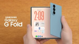 Samsung Galaxy G Fold showcasing its tri-fold display in tablet mode