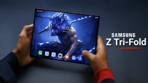 Samsung Galaxy Tri-Fold smartphone showcasing its innovative design