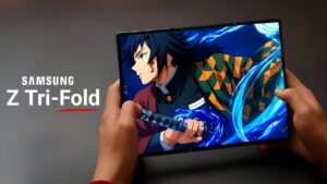 Close-up of the Samsung Galaxy Z Tri-Fold’s innovative trifold design