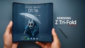 Samsung Galaxy Z Trifold showcasing its triple-folding smartphone design