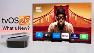 Liquid glass interface design in tvOS 26 for Apple TV