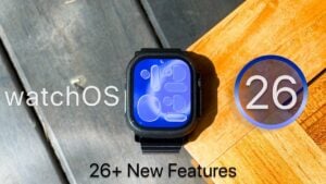 watchOS 26 Liquid Glass interface showcasing sleek design and usability