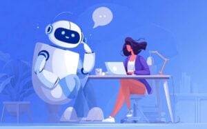 Illustration of AI-powered Copilot agents designed to enhance workplace productivity