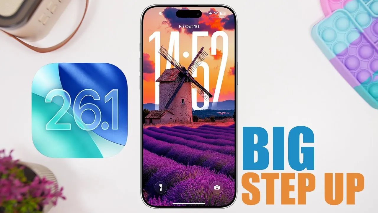 Liquid glass effect showcased in iOS 26.1 interface design