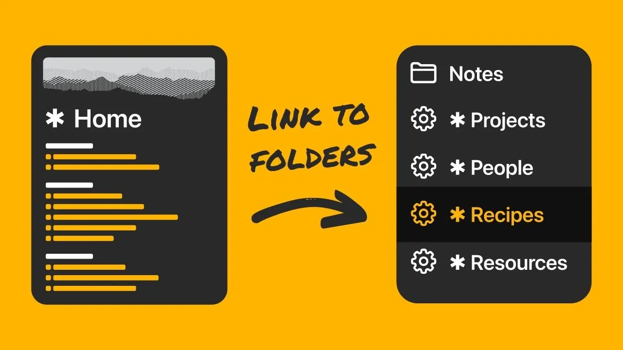 A guide showing how to create custom shortcuts for Apple Notes folders