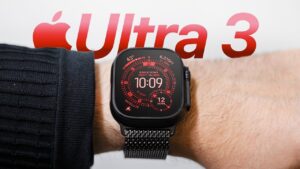 Apple Watch Ultra 3 showcasing its durable titanium body and sapphire crystal screen