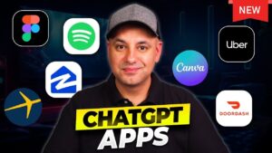 ChatGPT interface showcasing integrated third-party apps like Spotify and Canva