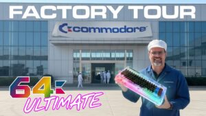 A modern recreation of the Commodore 64 with a retrofuturistic design and updated technology.