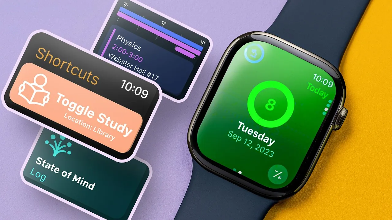 Close-up of Apple Watch showing time management tools for students