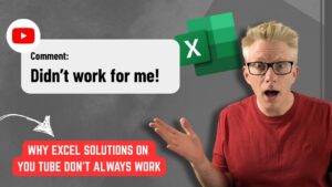 A frustrated user encountering an Excel formula error while following a tutorial