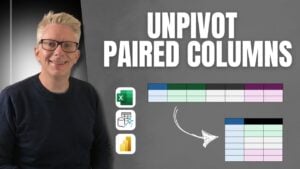 A screenshot showing how to unpivot paired columns in Power Query for Excel and Power BI