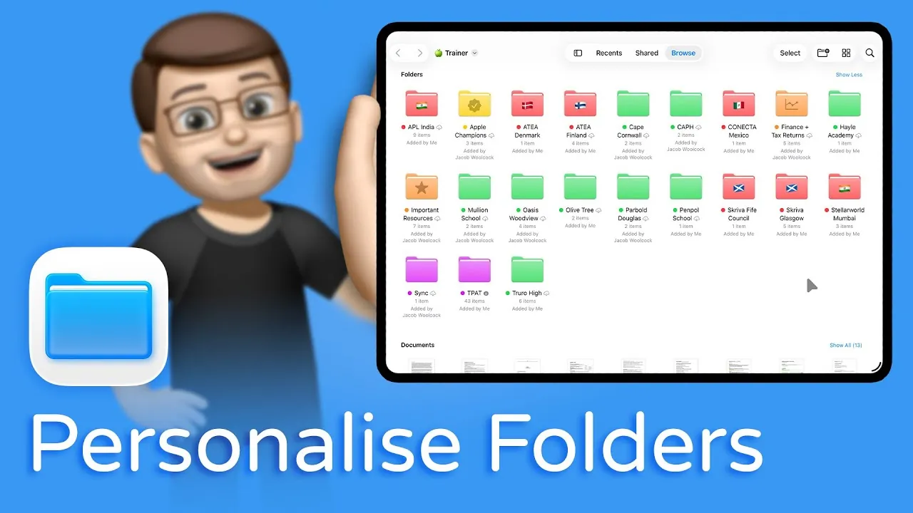 Customizing folders with colors and tags in iPadOS 26 Files app