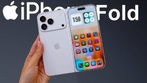 Foldable iPhone 2026 with sleek titanium hinge design