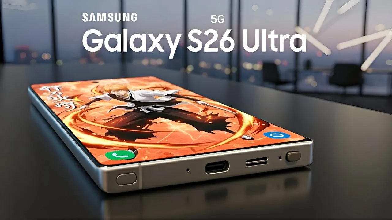 Close-up of the Galaxy S26 Ultra's titanium frame and sleek design