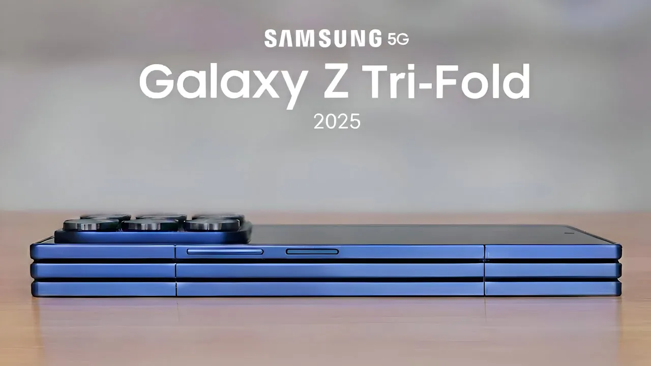 Close-up of the Galaxy Z Tri-fold's dual-hinge mechanism