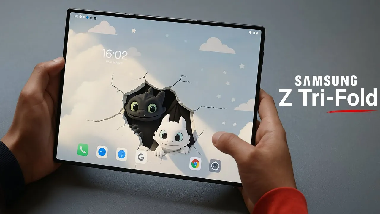 Demonstration of multitasking on the Galaxy Z Trifold’s dual displays
