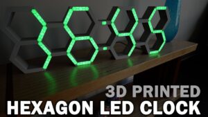 A glowing hexagon LED clock created with 3D printing, showcasing a sleek and modern design.
