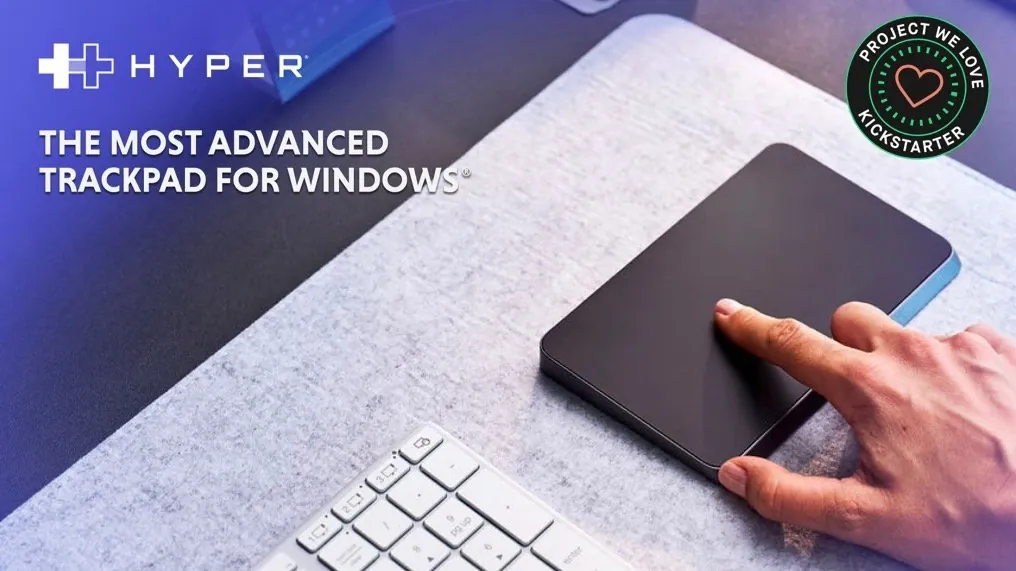 Close-up of the HyperSpace Trackpad Pro showcasing its sleek design and advanced features