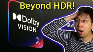 [ALT 38] A TV screen showcasing Dolby Vision 2's advanced motion smoothing technology