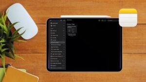 iPad screen showing organized folders in Apple Notes for productivity