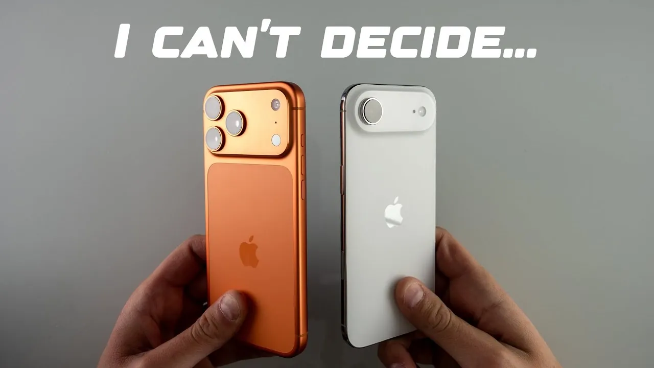 Close-up of iPhone 17 Pro Max triple-camera system vs. iPhone Air single camera