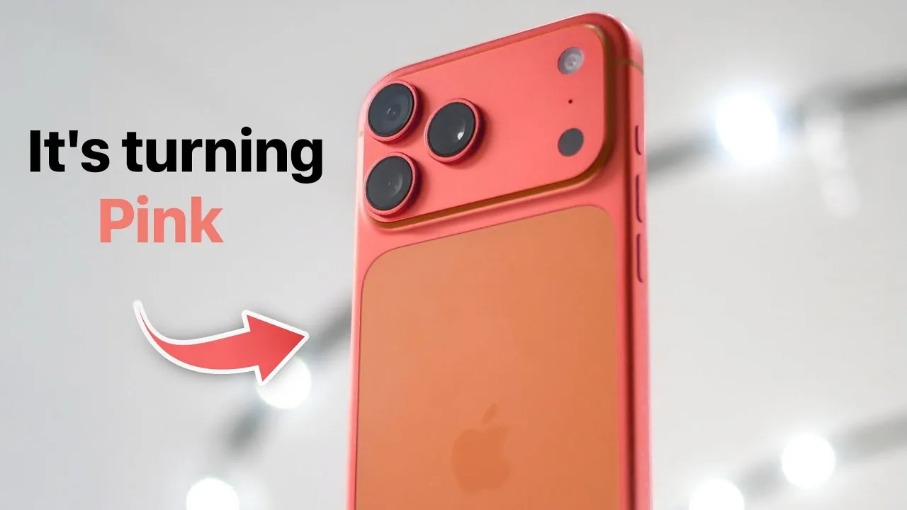 Cosmic orange iPhone 17 Pro Max with visible color fading