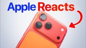 Close-up of pink discoloration on iPhone 17 Pro Max Cosmic Orange model