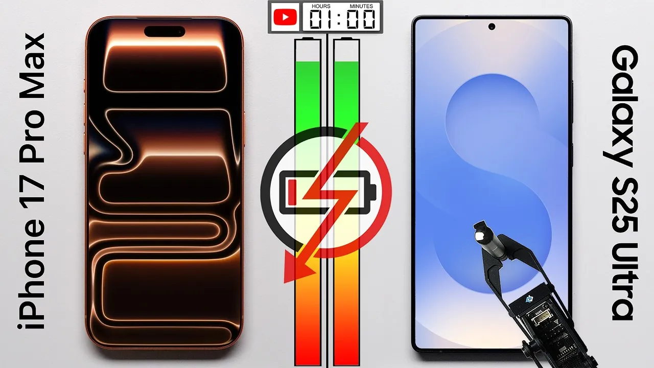 iPhone 17 Pro Max compared to Galaxy S25 Ultra in battery life