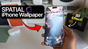 iPhone clock depth water effect wallpaper with 3D layered design